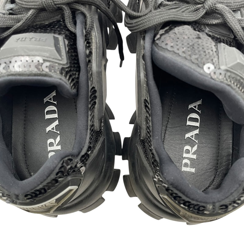 プラダ PRADA CLOUDBUSTスパンコールスニーカー 2EG293 ブラック テクニカルニットファブリック メンズ スニーカー