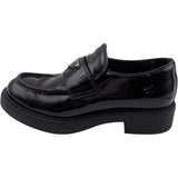 プラダ PRADA チョコレートブラッシュドレザーローファー 2DE127 ブラック レザー レディース ローファー