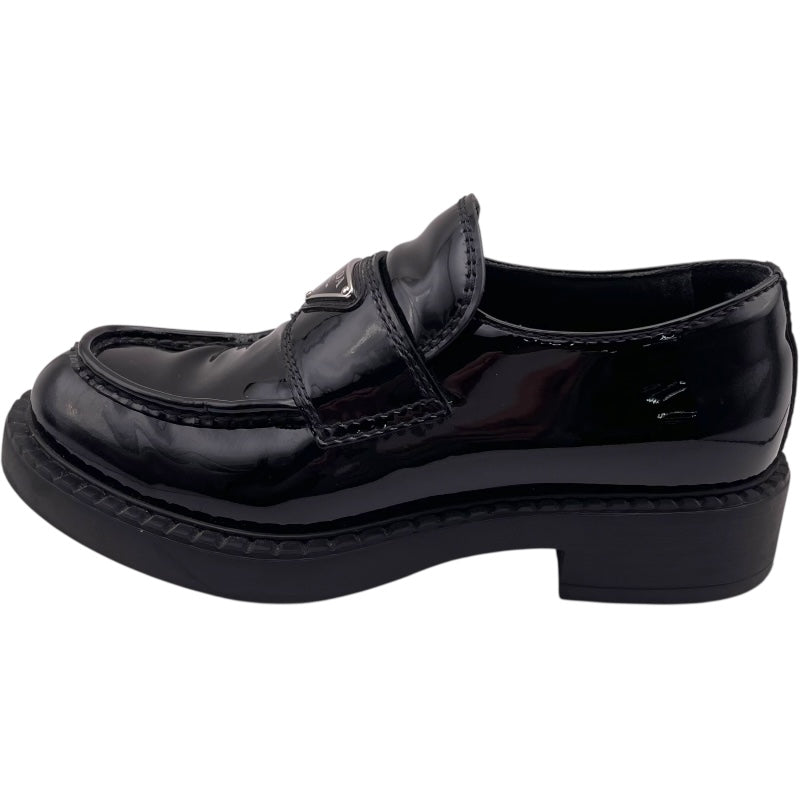 プラダ PRADA チョコレートブラッシュドレザーローファー 2DE127 ブラック レザー レディース ローファー