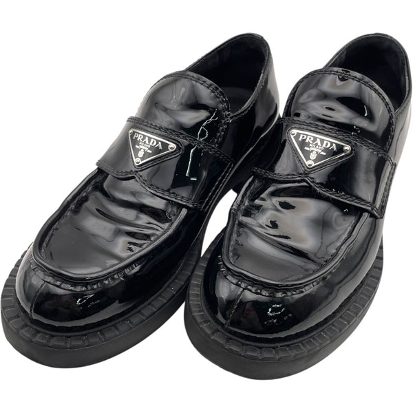 プラダ PRADA チョコレートブラッシュドレザーローファー 2DE127 ブラック レザー レディース ローファー