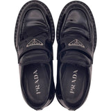 プラダ PRADA チョコレートブラッシュドレザーローファー 2DE127 ブラック レザー レディース ローファー
