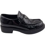 プラダ PRADA チョコレートブラッシュドレザーローファー 2DE127 ブラック レザー レディース ローファー