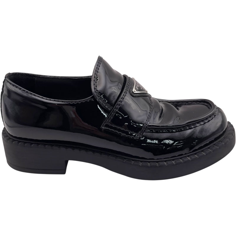プラダ PRADA チョコレートブラッシュドレザーローファー 2DE127 ブラック レザー レディース ローファー