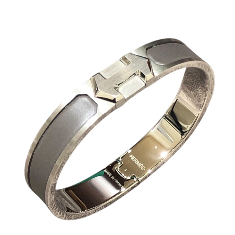 エルメス HERMES スーパーHバングル グレー ゴールド金具 メタル メンズ バングル