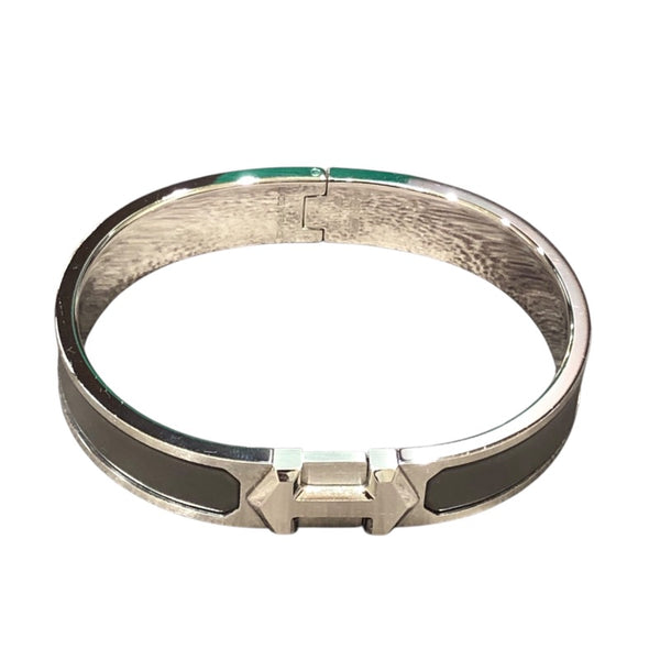 エルメス HERMES スーパーHバングル グレー ゴールド金具 メタル メンズ バングル