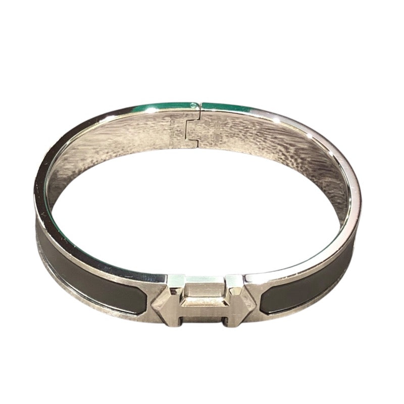 エルメス HERMES スーパーHバングル グレー ゴールド金具 メタル メンズ バングル