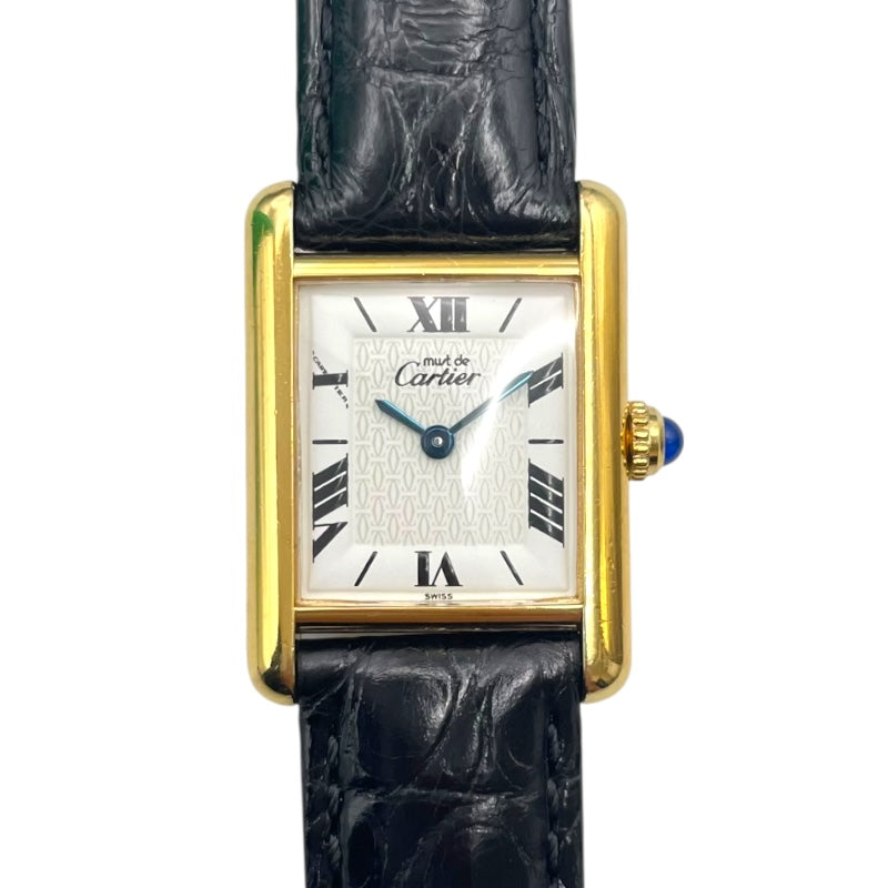 カルティエ Cartier マストタンク SM W1009654 ホワイト SV/GF レディース 腕時計
