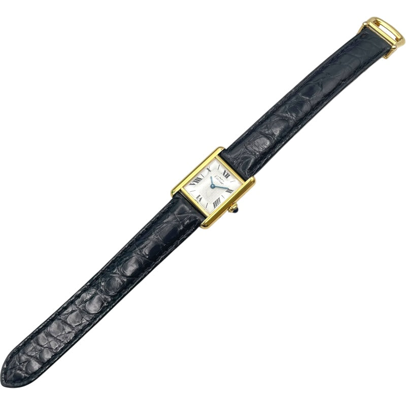 カルティエ Cartier マストタンク SM W1009654 ホワイト SV/GF レディース 腕時計