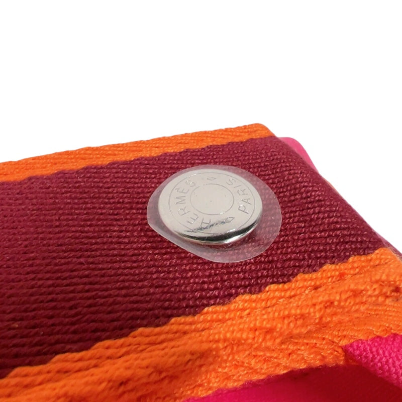 エルメス HERMES ブリッドアブラックPM ピンク/オレンジ/レッド　シルバー金具 キャンバス レディース ポーチ