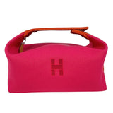 エルメス HERMES ブリッドアブラックPM ピンク/オレンジ/レッド　シルバー金具 キャンバス レディース ポーチ