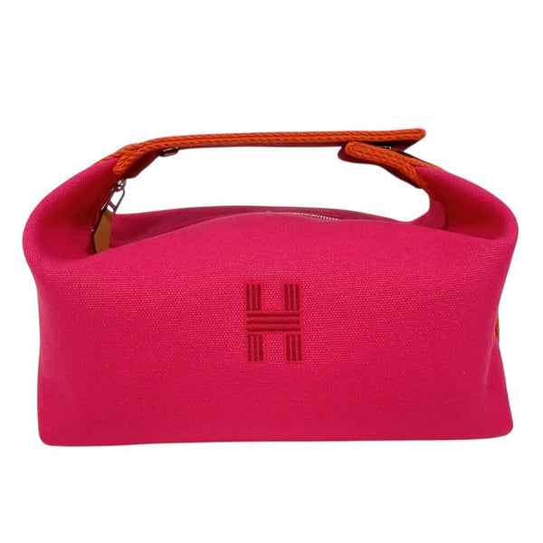 エルメス HERMES ブリッドアブラックPM ピンク/オレンジ/レッド　シルバー金具 キャンバス レディース ポーチ