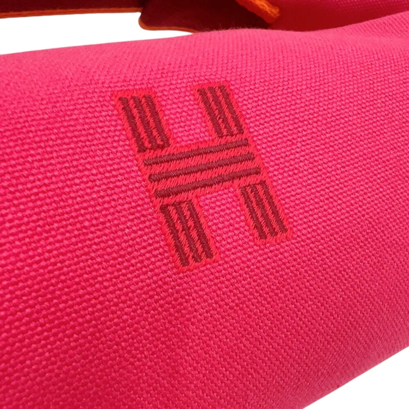 エルメス HERMES ブリッドアブラックPM ピンク/オレンジ/レッド　シルバー金具 キャンバス レディース ポーチ