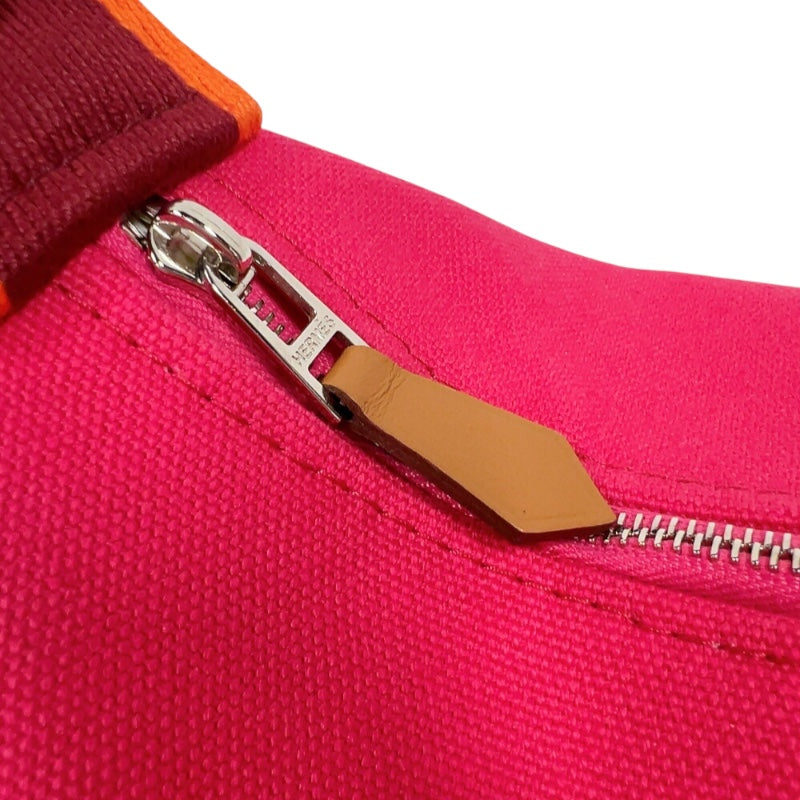 エルメス HERMES ブリッドアブラックPM ピンク/オレンジ/レッド　シルバー金具 キャンバス レディース ポーチ