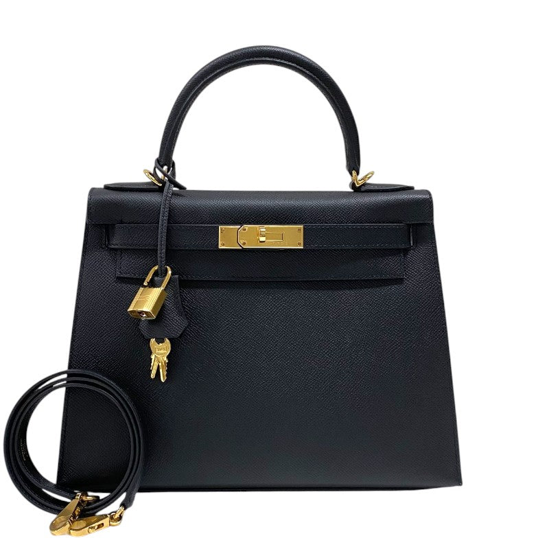 エルメス HERMES ケリー28 外縫い K刻 ブラック ゴールド金具 エプソン レディース ハンドバッグ ショルダーバッグ