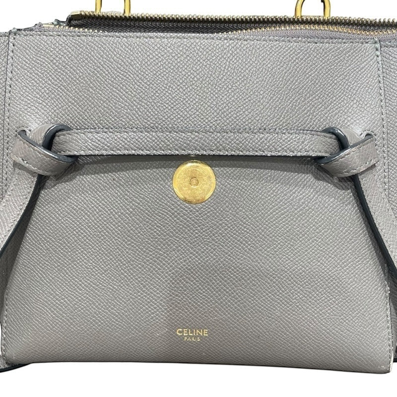 セリーヌ CELINE ベルトバッグ ナノ 189003 グレー ゴールド金具 グレインカーフ レディース ショルダーバッグ