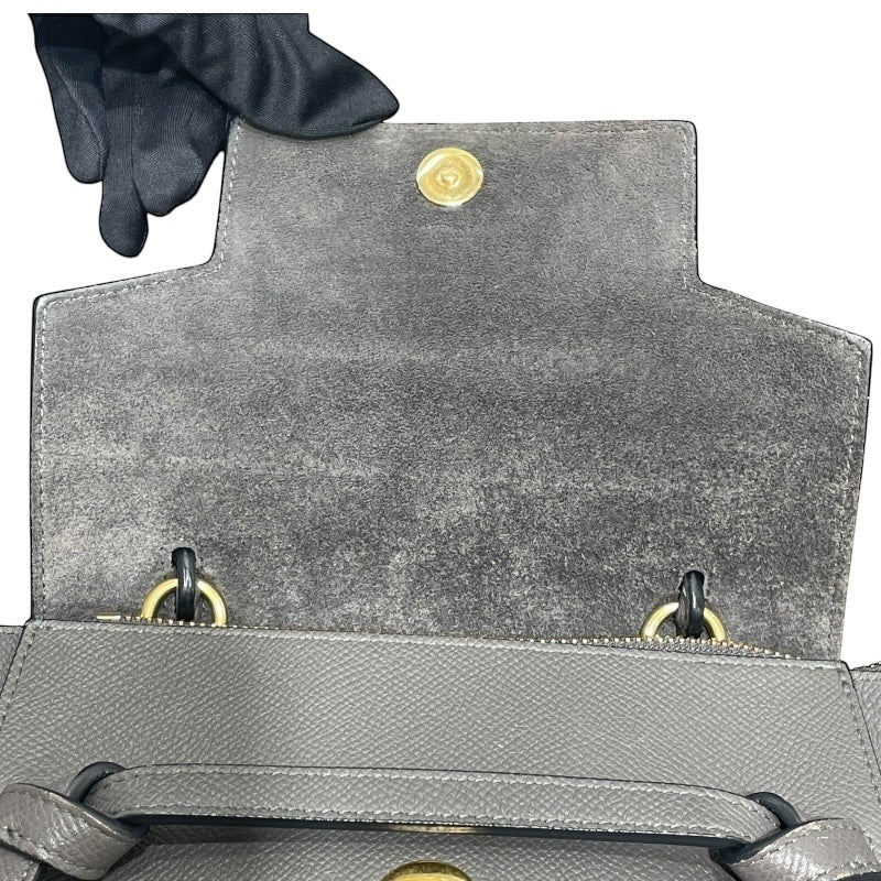 セリーヌ CELINE ベルトバッグ ナノ 189003 グレー ゴールド金具 グレインカーフ レディース ショルダーバッグ