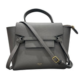 セリーヌ CELINE ベルトバッグ ナノ 189003 グレー ゴールド金具 グレインカーフ レディース ショルダーバッグ