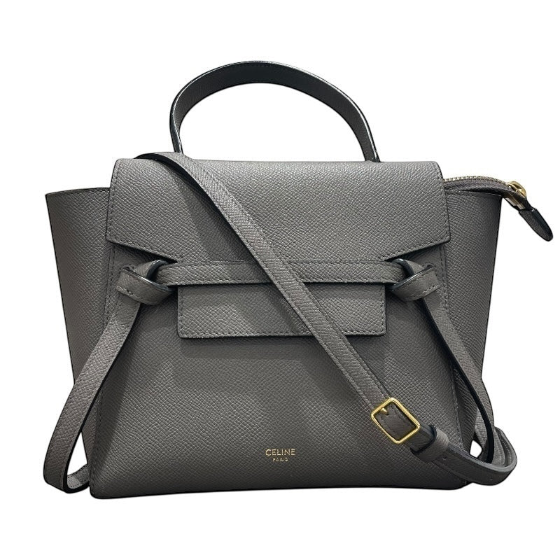 セリーヌ CELINE ベルトバッグ ナノ 189003 グレー ゴールド金具 グレインカーフ レディース ショルダーバッグ