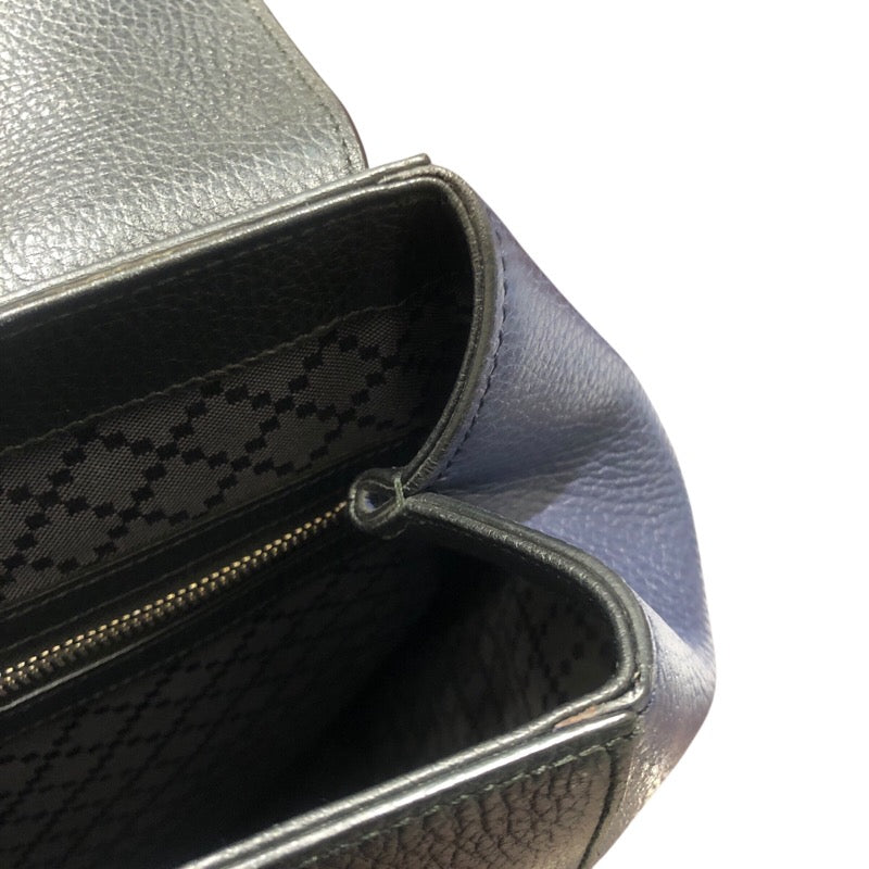 グッチ GUCCI ロゴ エンボス バックパック 406364 ネイビー×ブラック レザー メンズ リュック・デイパック