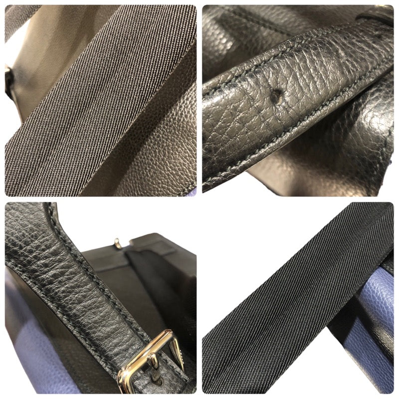 グッチ GUCCI ロゴ エンボス バックパック 406364 ネイビー×ブラック レザー メンズ リュック・デイパック