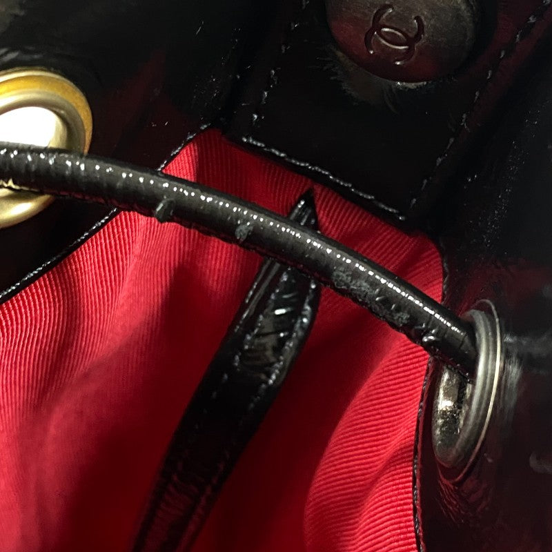 シャネル CHANEL マトラッセ バケットホーボーバッグ AS1877 ブラック パテントカーフ レディース ショルダーバッグ