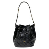 シャネル CHANEL マトラッセ バケットホーボーバッグ AS1877 ブラック パテントカーフ レディース ショルダーバッグ