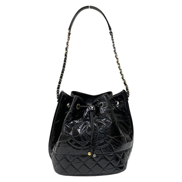 シャネル CHANEL マトラッセ バケットホーボーバッグ AS1877 ブラック パテントカーフ レディース ショルダーバッグ