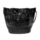 シャネル CHANEL マトラッセ バケットホーボーバッグ AS1877 ブラック パテントカーフ レディース ショルダーバッグ