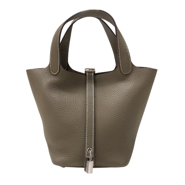 エルメス HERMES ピコタンロックPM W刻 エトゥープ シルバー金具 トリヨン レディース ハンドバッグ