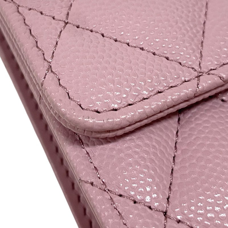 シャネル CHANEL マトラッセ 二つ折り財布 AP4086 ピンク ゴールド金具 キャビアスキン レディース ウォレット