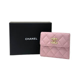 シャネル CHANEL マトラッセ 二つ折り財布 AP4086 ピンク ゴールド金具 キャビアスキン レディース ウォレット