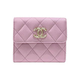 シャネル CHANEL マトラッセ 二つ折り財布 AP4086 ピンク ゴールド金具 キャビアスキン レディース ウォレット