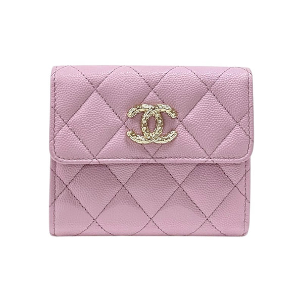 シャネル CHANEL マトラッセ 二つ折り財布 AP4086 ピンク ゴールド金具 キャビアスキン レディース ウォレット
