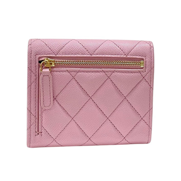 シャネル CHANEL マトラッセ 二つ折り財布 AP4086 ピンク ゴールド金具 キャビアスキン レディース ウォレット