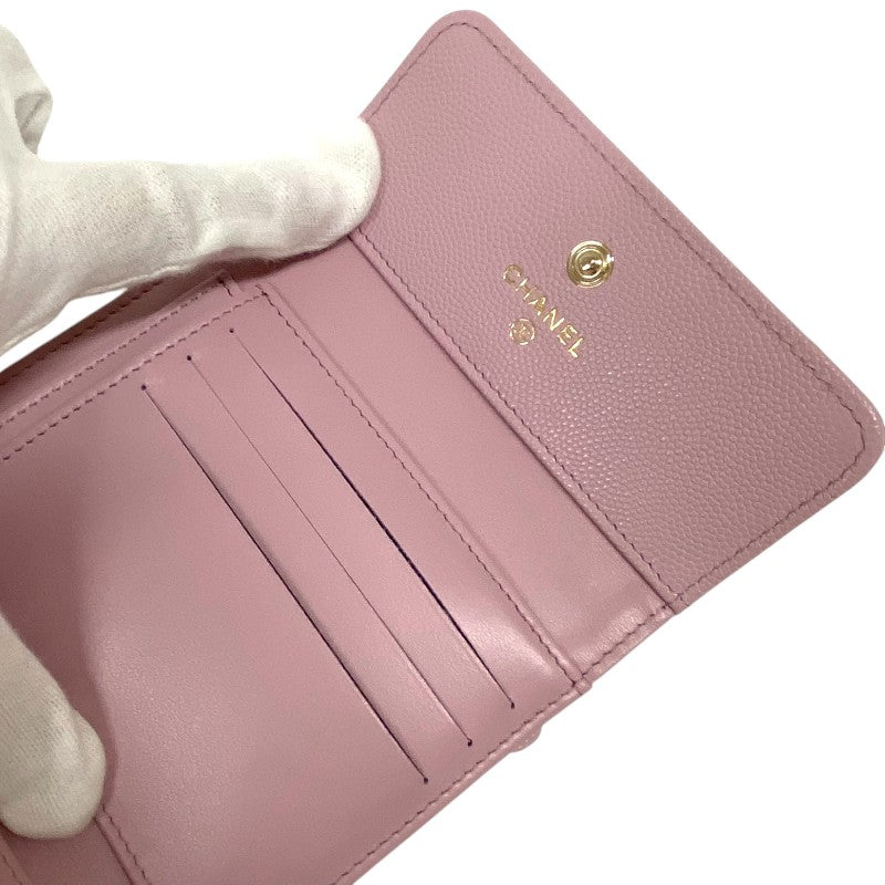 シャネル CHANEL マトラッセ 二つ折り財布 AP4086 ピンク ゴールド金具 キャビアスキン レディース ウォレット