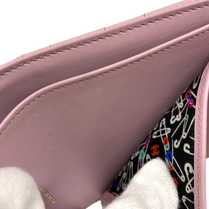シャネル CHANEL マトラッセ 二つ折り財布 AP4086 ピンク ゴールド金具 キャビアスキン レディース ウォレット