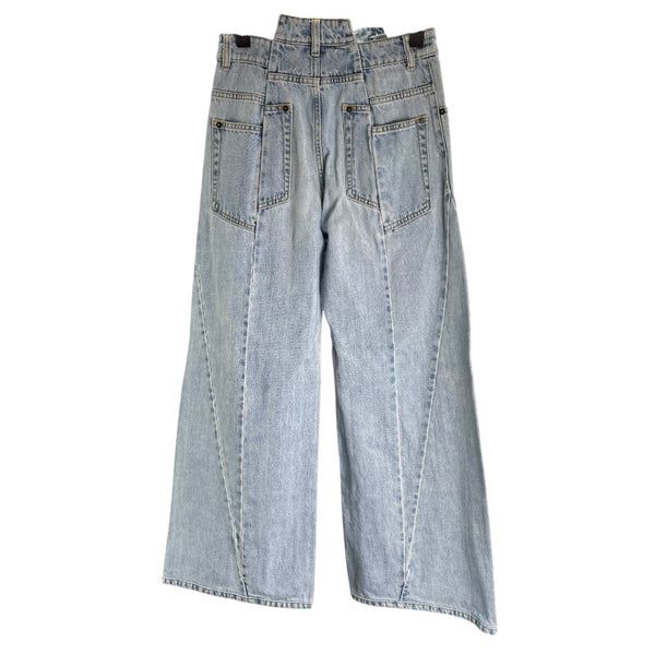 メゾン マルジェラ Maison Margiela 再構築ワイドデニムパンツ S51LA0128 ブルー コットン レディース デニムパンツ