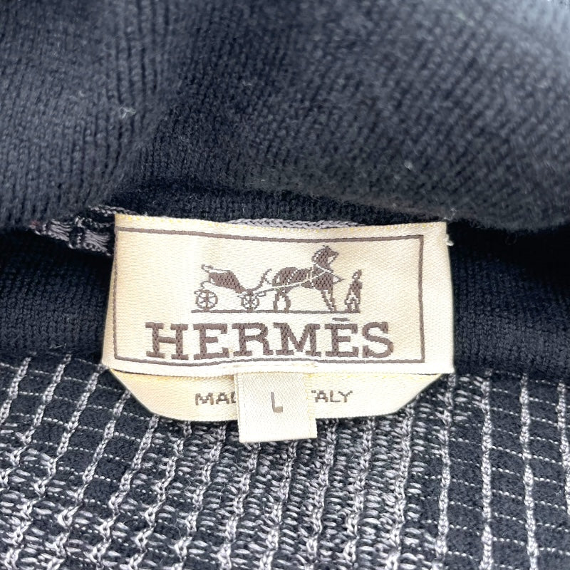 エルメス HERMES シルク混タートルネックニットセーター ブラック ウール メンズ セーター