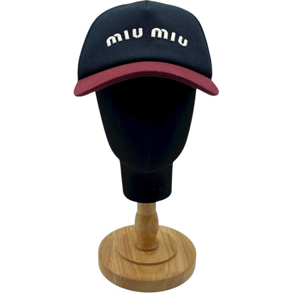 ミュウミュウ miu miu フロントロゴ刺繍ベースボールキャップ ５HC179 ネイビー コットン ユニセックス その他ファッション雑貨