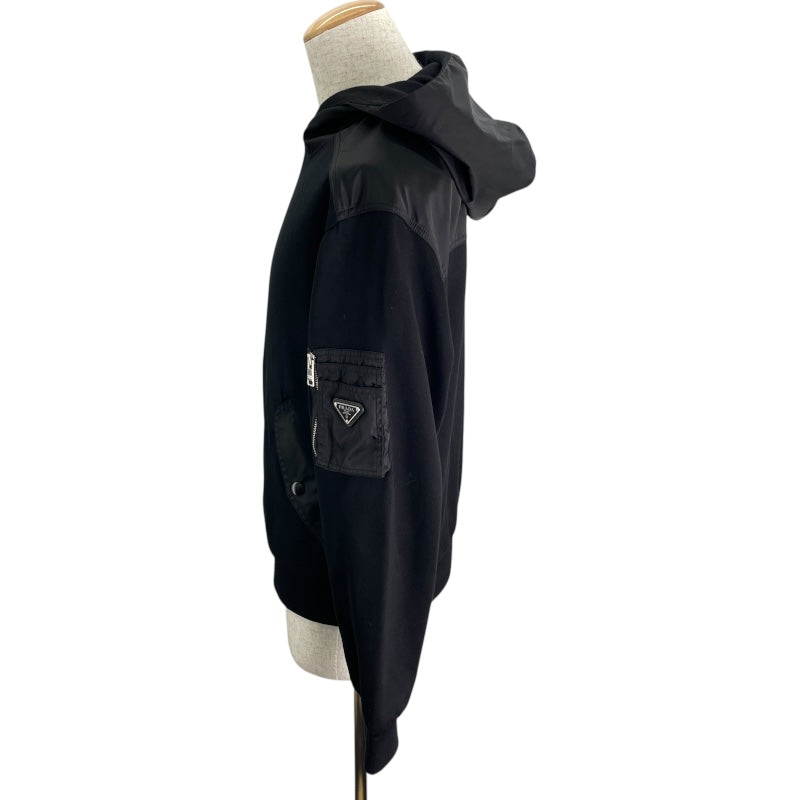 プラダ PRADA トライアングルロゴフーデッドパーカー UJL04C ブラック コットン メンズ パーカー