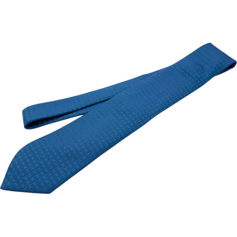 エルメス HERMES H柄シルクネクタイ ブルー シルク メンズ ネクタイ