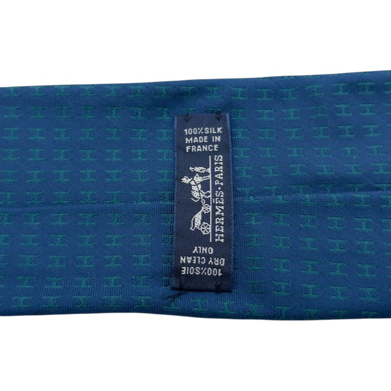 エルメス HERMES H柄シルクネクタイ ブルー シルク メンズ ネクタイ
