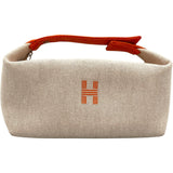 エルメス HERMES ブリッド ア ブラック PM ベージュ×オレンジ シルバー金具 トワル レディース ハンドバッグ