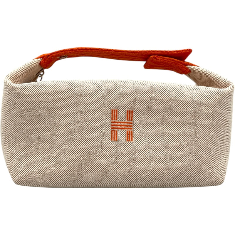 エルメス HERMES ブリッド ア ブラック PM ベージュ×オレンジ シルバー金具 トワル レディース ハンドバッグ