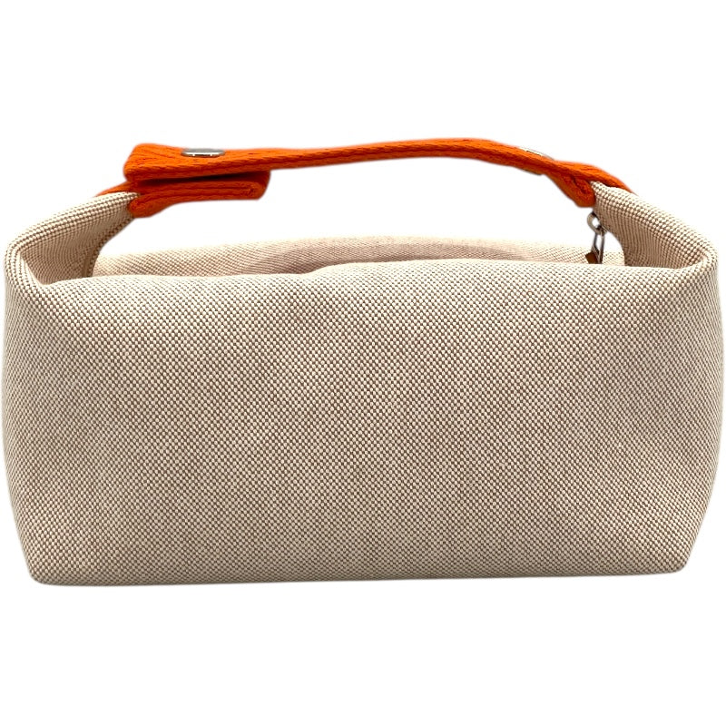 エルメス HERMES ブリッド ア ブラック PM ベージュ×オレンジ シルバー金具 トワル レディース ハンドバッグ