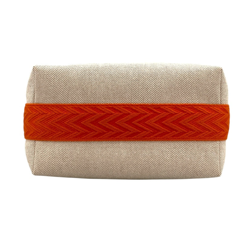 エルメス HERMES ブリッド ア ブラック PM ベージュ×オレンジ シルバー金具 トワル レディース ハンドバッグ