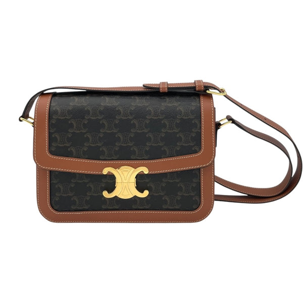 セリーヌ CELINE クラシックトリオンフ バッグ タン GD金具 トリオンフキャンバス/カーフ レディース ショルダーバッグ