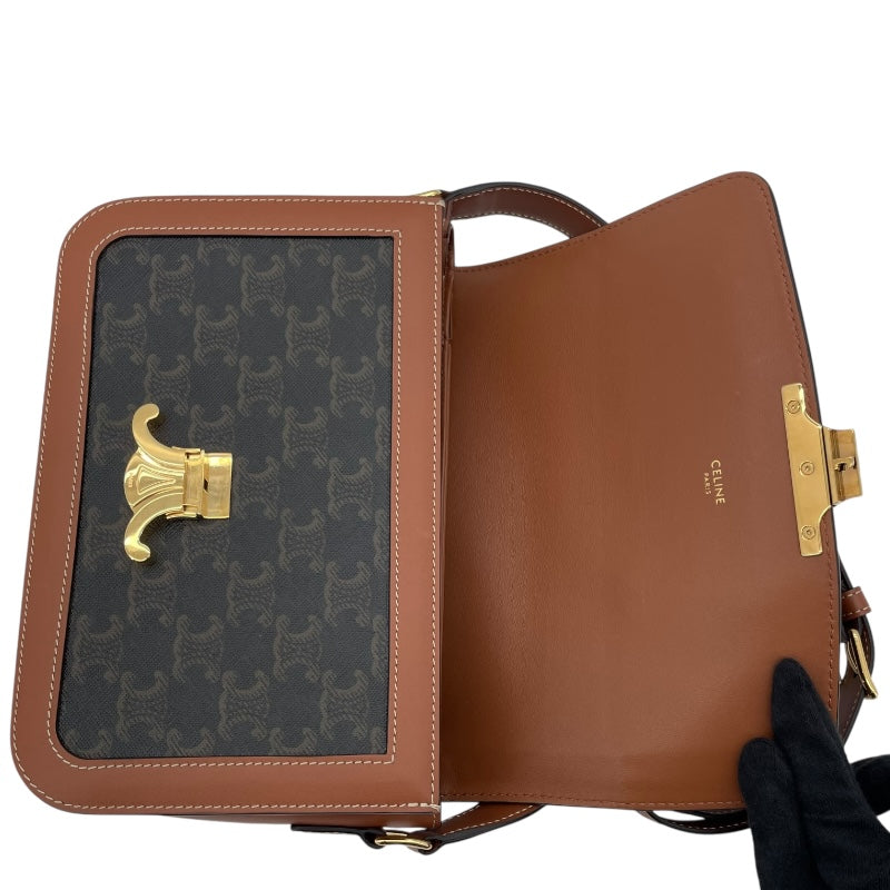 セリーヌ CELINE クラシックトリオンフ バッグ タン GD金具 トリオンフキャンバス/カーフ レディース ショルダーバッグ