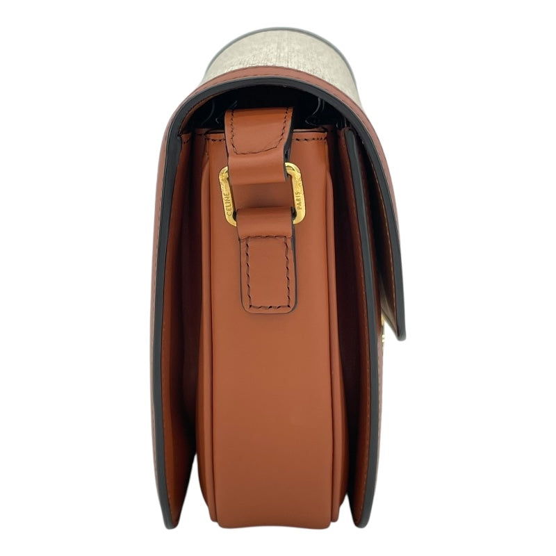 セリーヌ CELINE クラシックトリオンフバッグ 191242 ナチュラル タン GD金具 テキスタイル/カーフ レディース ショルダーバッグ