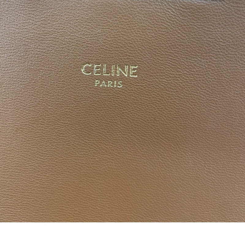 セリーヌ CELINE クラシックトリオンフバッグ 191242 ナチュラル タン GD金具 テキスタイル/カーフ レディース ショルダーバッグ